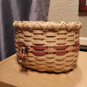 Hand woven signed basket with wood base~~absolutely adorable and one of a kind!